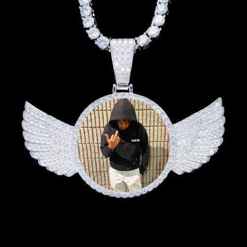 925S & VVS Moissanite 3D Wing Custom Picture Pendant