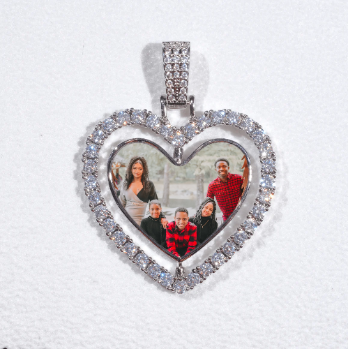 3D Spinning 2-Faced Heart Custom Picture Pendant