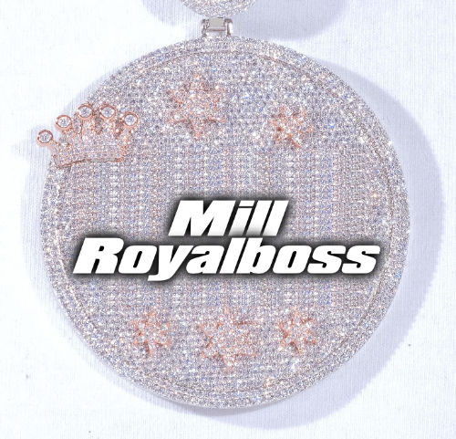 CUSTOM LETTER NECKLACE 3D BIG CROWN DISC