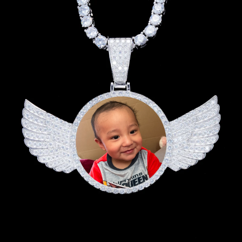 925S & VVS Moissanite 3D Wing Custom Picture Pendant