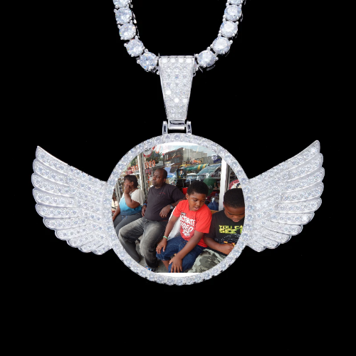 925S & VVS Moissanite 3D Wing Custom Picture Pendant