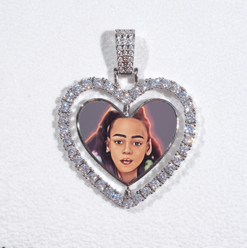 3D Spinning 2-Faced Heart Custom Picture Pendant