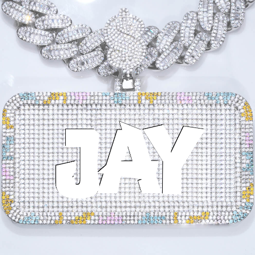 CUSTOM LETTER NECKLACE 3D COLORFUL SQUARE