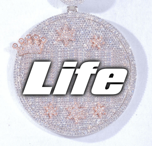 CUSTOM LETTER NECKLACE 3D BIG CROWN DISC