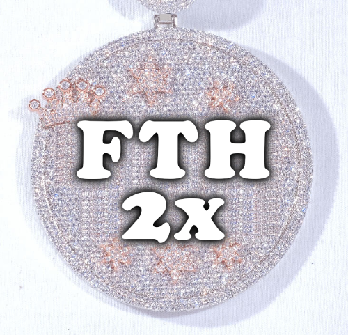 CUSTOM LETTER NECKLACE 3D BIG CROWN DISC