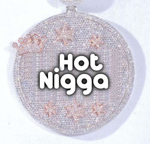 CUSTOM LETTER NECKLACE 3D BIG CROWN DISC