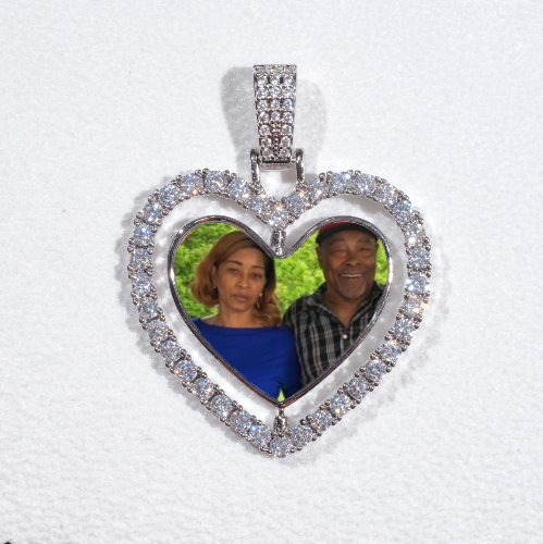 3D Spinning 2-Faced Heart Custom Picture Pendant