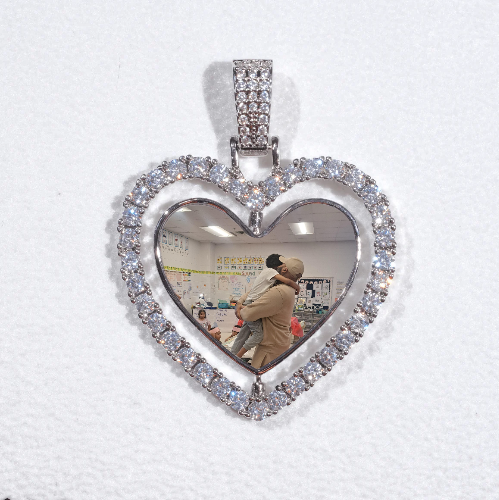 3D Spinning 2-Faced Heart Custom Picture Pendant