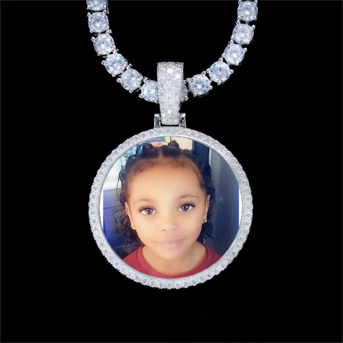 925S & VVS Moissanite 3D Circle Custom Picture Pendant
