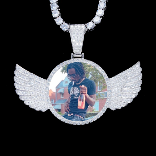 925S & VVS Moissanite 3D Wing Custom Picture Pendant