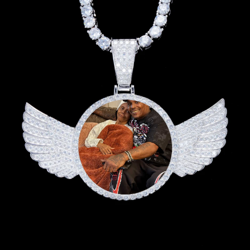 925S & VVS Moissanite 3D Wing Custom Picture Pendant