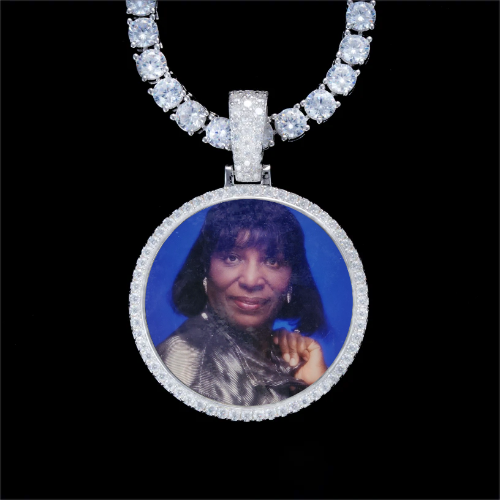 925S & VVS Moissanite 3D Circle Custom Picture Pendant