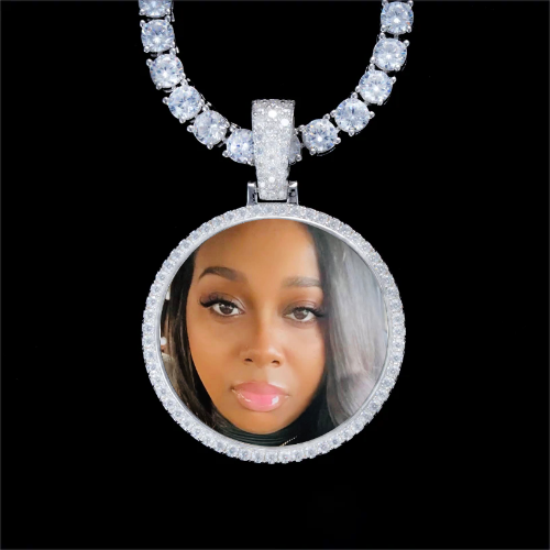 925S & VVS Moissanite 3D Circle Custom Picture Pendant