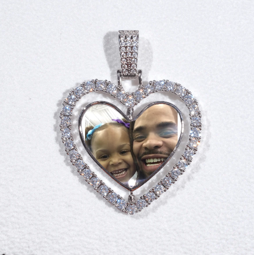 3D Spinning 2-Faced Heart Custom Picture Pendant