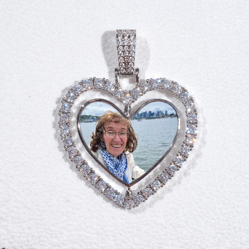 3D Spinning 2-Faced Heart Custom Picture Pendant
