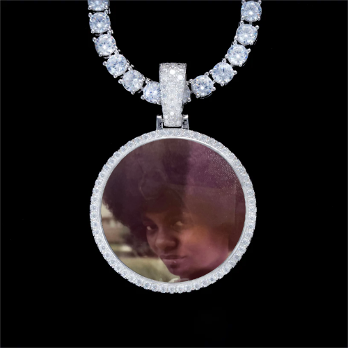 925S & VVS Moissanite 3D Circle Custom Picture Pendant