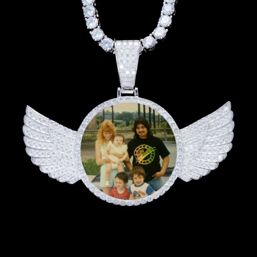925S & VVS Moissanite 3D Wing Custom Picture Pendant