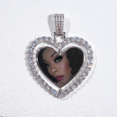 3D Spinning 2-Faced Heart Custom Picture Pendant