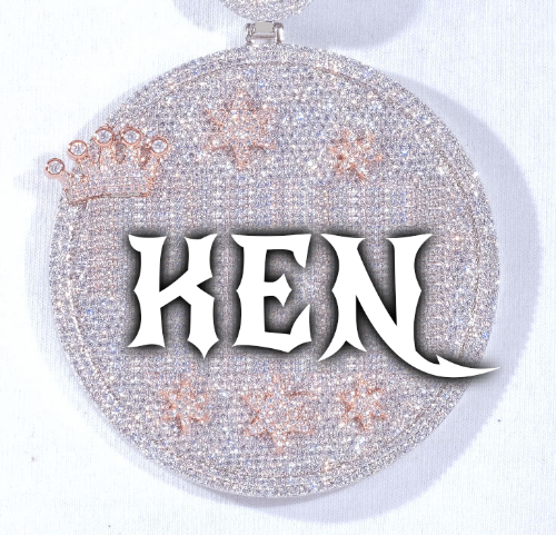 CUSTOM LETTER NECKLACE 3D BIG CROWN DISC
