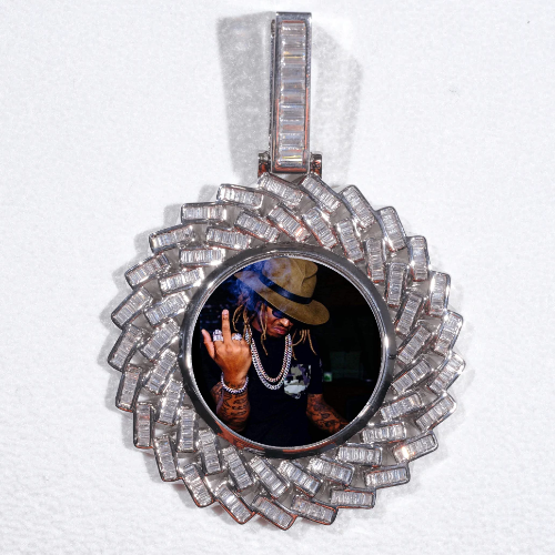 Large 3D Baguette Custom Picture Pendant