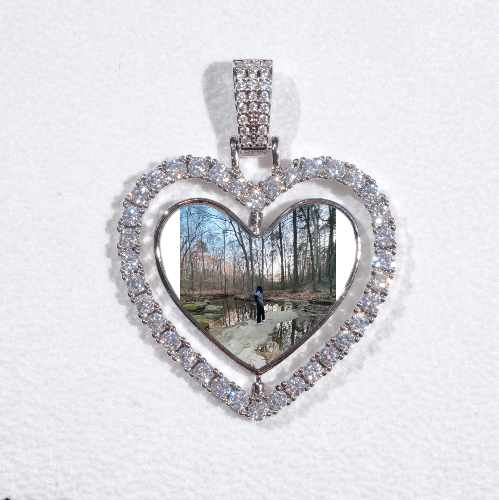 3D Spinning 2-Faced Heart Custom Picture Pendant