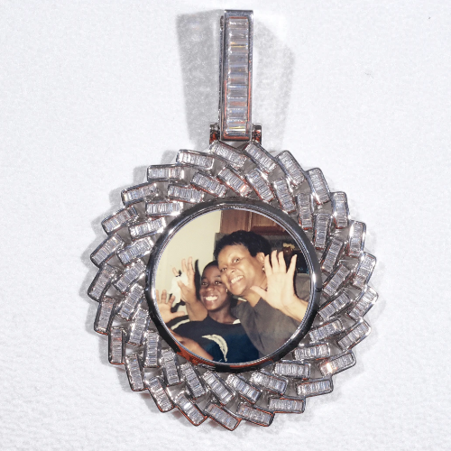 Large 3D Baguette Custom Picture Pendant