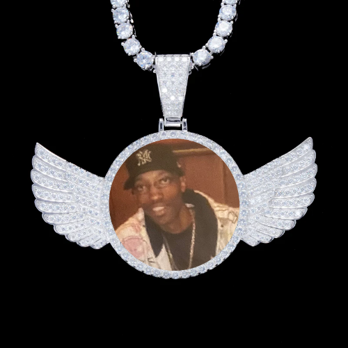 925S & VVS Moissanite 3D Wing Custom Picture Pendant
