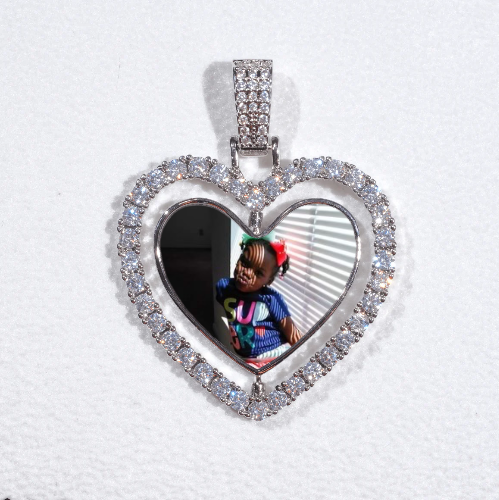 3D Spinning 2-Faced Heart Custom Picture Pendant