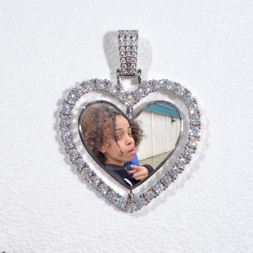 3D Spinning 2-Faced Heart Custom Picture Pendant