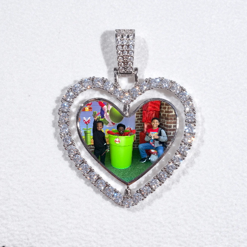 3D Spinning 2-Faced Heart Custom Picture Pendant