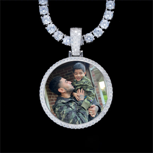925S & VVS Moissanite 3D Circle Custom Picture Pendant