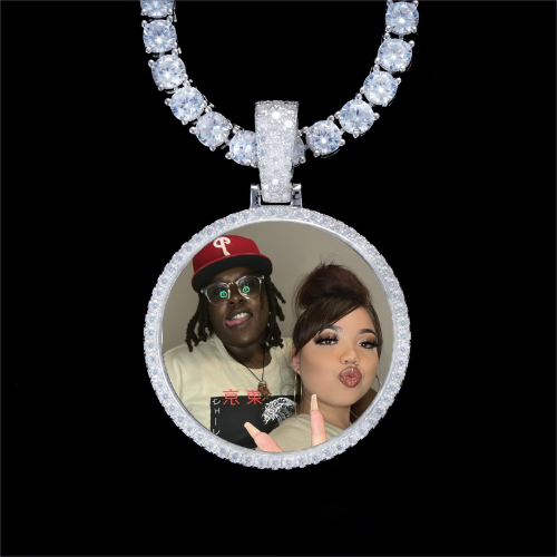 925S & VVS Moissanite 3D Circle Custom Picture Pendant