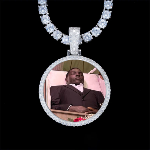 925S & VVS Moissanite 3D Circle Custom Picture Pendant