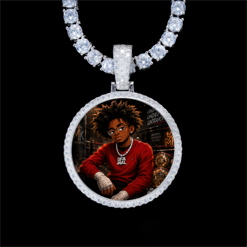 925S & VVS Moissanite 3D Circle Custom Picture Pendant