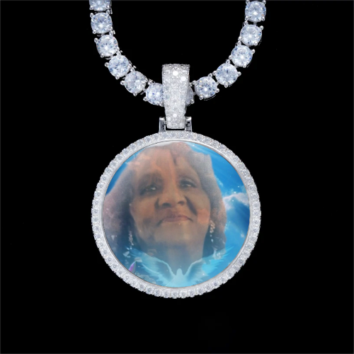 925S & VVS Moissanite 3D Circle Custom Picture Pendant
