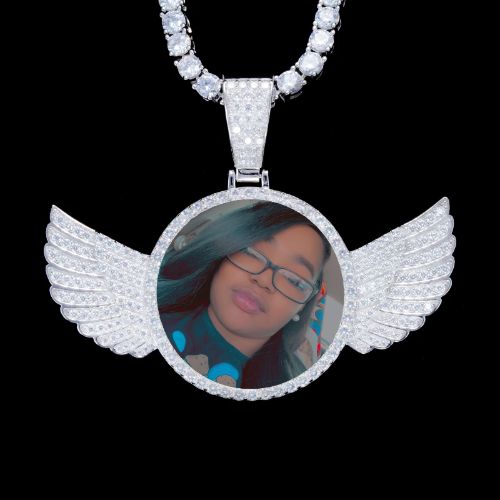 925S & VVS Moissanite 3D Wing Custom Picture Pendant