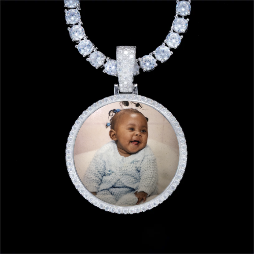 925S & VVS Moissanite 3D Circle Custom Picture Pendant