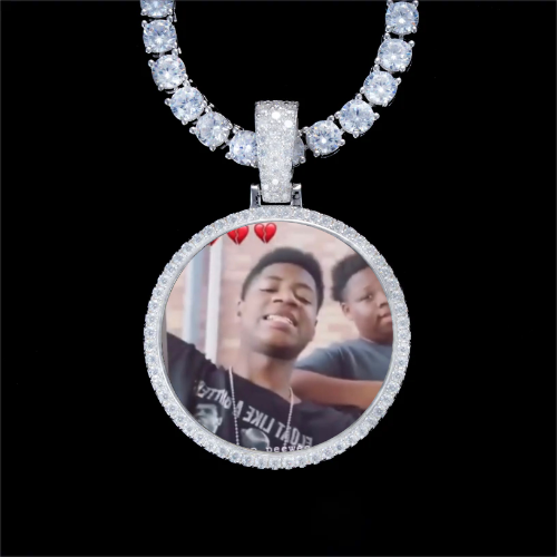 925S & VVS Moissanite 3D Circle Custom Picture Pendant