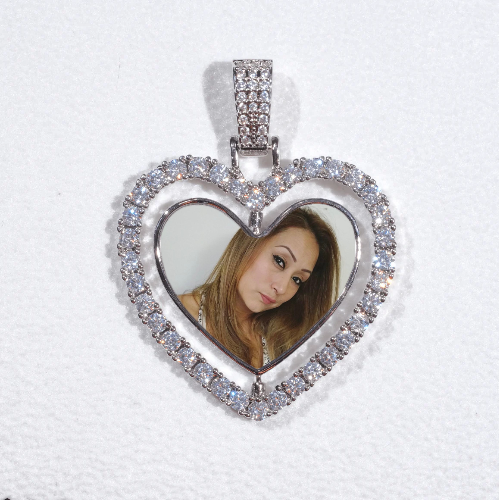 3D Spinning 2-Faced Heart Custom Picture Pendant