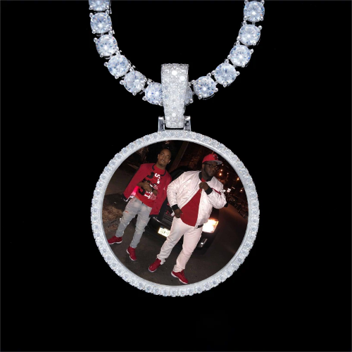 925S & VVS Moissanite 3D Circle Custom Picture Pendant