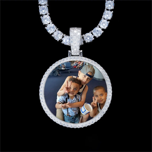 925S & VVS Moissanite 3D Circle Custom Picture Pendant