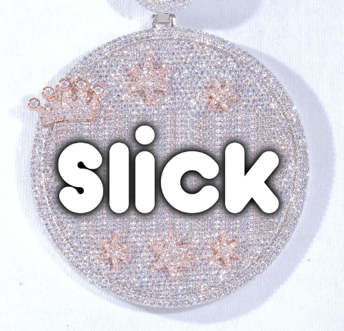 CUSTOM LETTER NECKLACE 3D BIG CROWN DISC