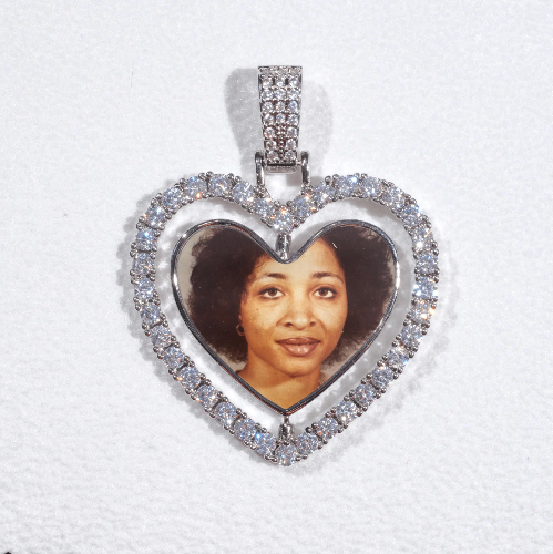 3D Spinning 2-Faced Heart Custom Picture Pendant