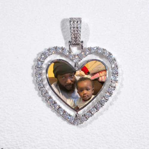 3D Spinning 2-Faced Heart Custom Picture Pendant