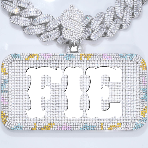 CUSTOM LETTER NECKLACE 3D COLORFUL SQUARE