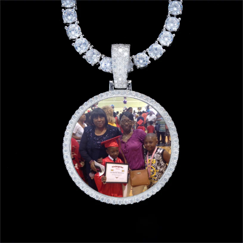 925S & VVS Moissanite 3D Circle Custom Picture Pendant