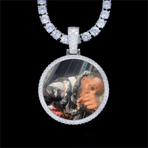 925S & VVS Moissanite 3D Circle Custom Picture Pendant