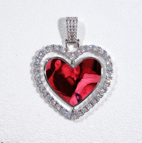 3D Spinning 2-Faced Heart Custom Picture Pendant