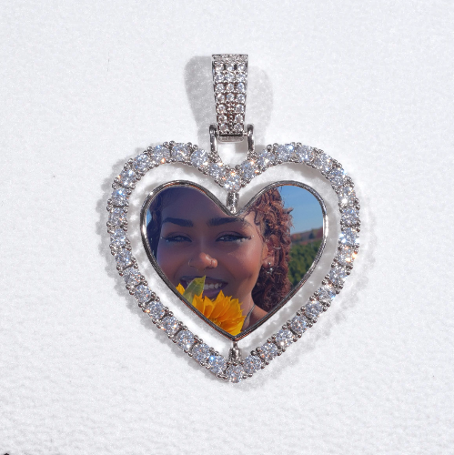 3D Spinning 2-Faced Heart Custom Picture Pendant