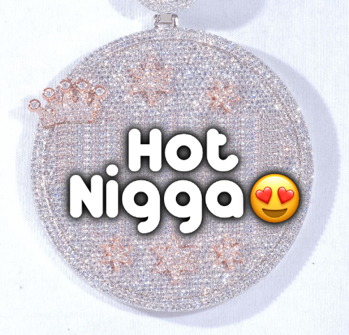 CUSTOM LETTER NECKLACE 3D BIG CROWN DISC